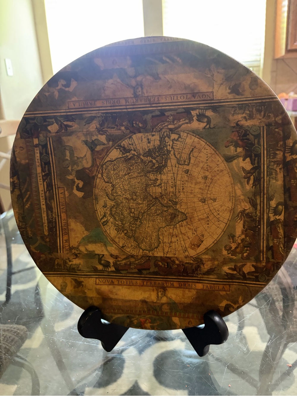Vintage Style Map Decorative Accent Plaque - Brown